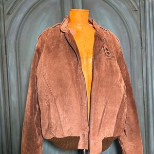 100% Leather Vintage Brown Suede Bomber Jacket